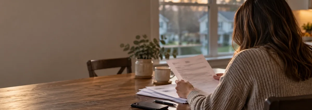 Person at a kitchen table reviewing court paperwork after a second-degree assault charge in Maryland